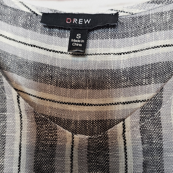 DREW Striped Morgan Tie Wrap Linen Blend Dress - Picture 6 of 11